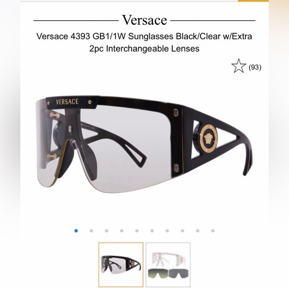 Versace Black and Clear Sunglasses with Gold Medusa Detail
